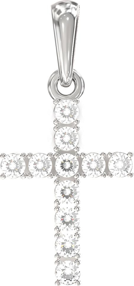 Крест из белого золота c бриллиантами