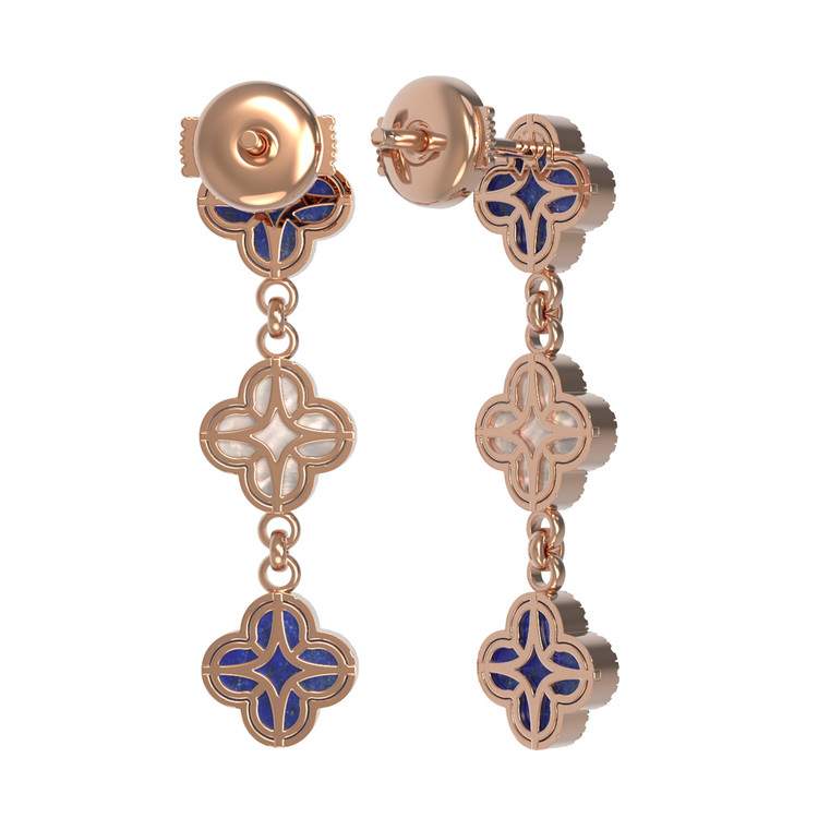 Серьги из золота c бриллиантами, лазуритом и перламутром