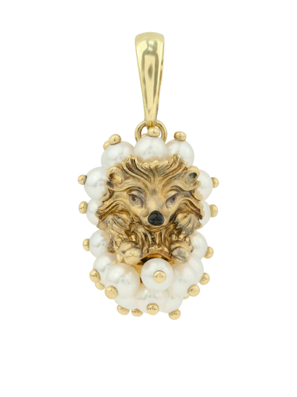 Подвеска из лимонного золота c эмаль и жемчугом