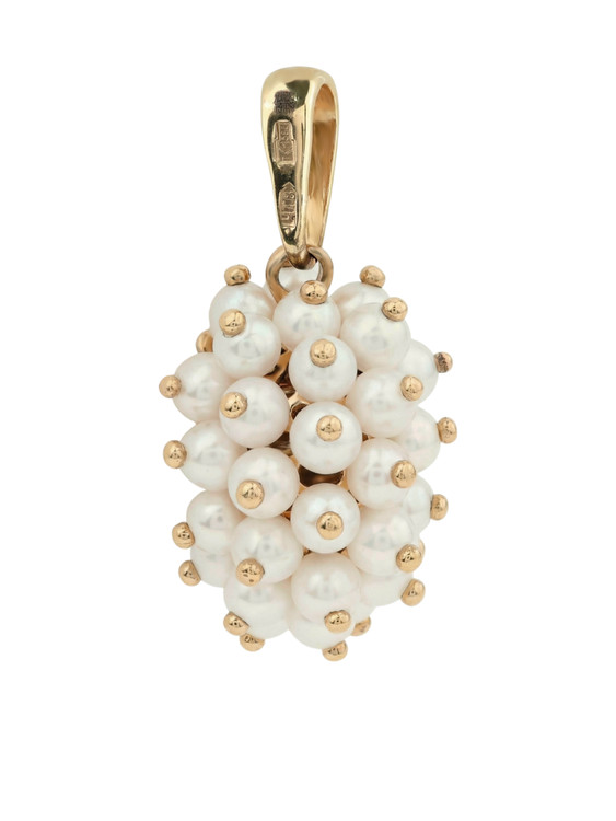 Подвеска из золота c эмалью и жемчугом