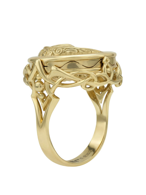 Кольцо из лимонного золота c бирюзой и лазуритом