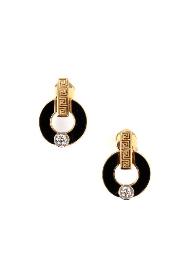 Серьги из золота c бриллиантами и ониксом