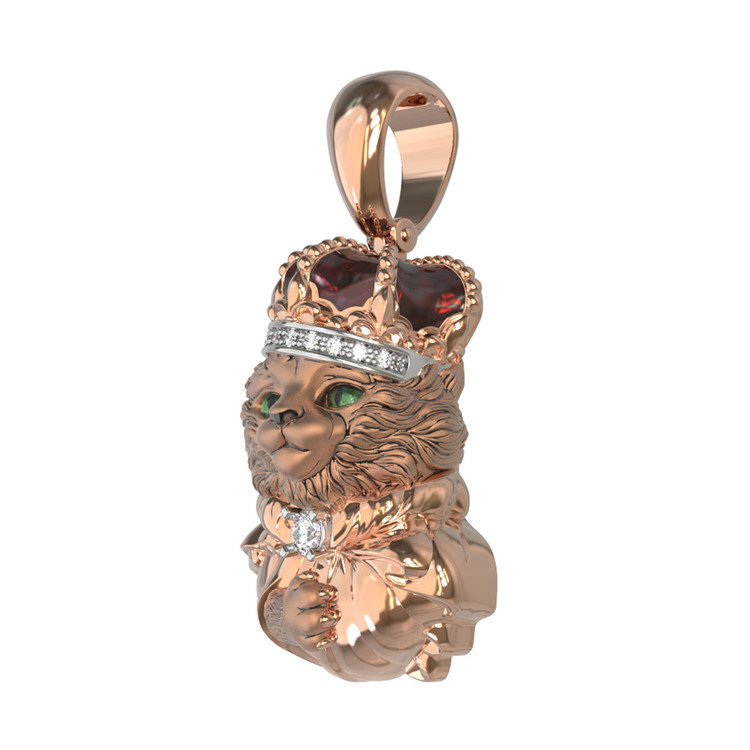 Подвеска из золота c эмаль , бриллиантами и рубином