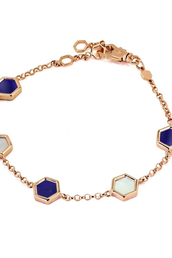 Браслет из золота c лазуритом и перламутром