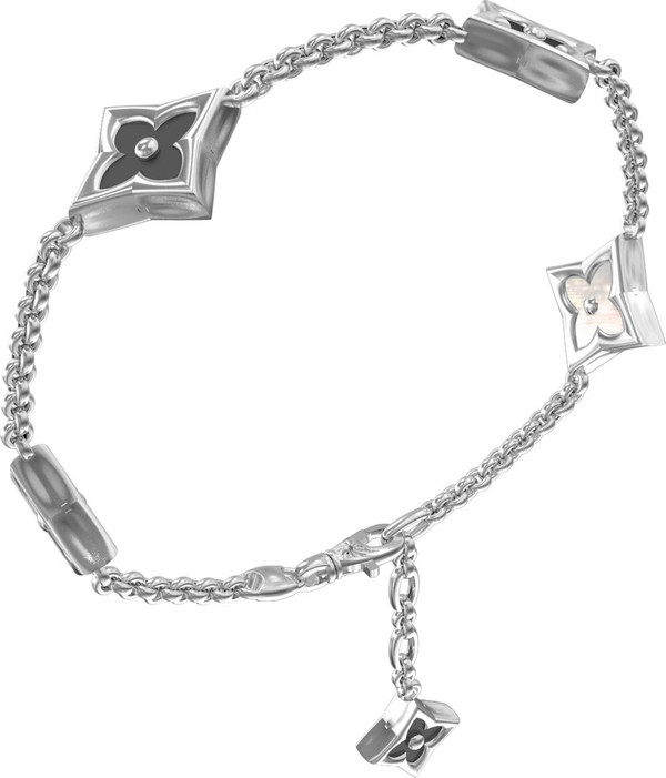 Браслет из белого золота c ониксом и перламутром