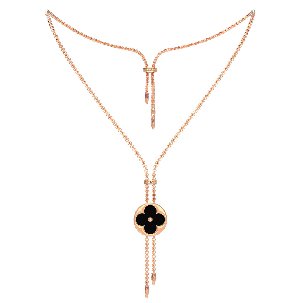 Колье из золота c ониксом и перламутром