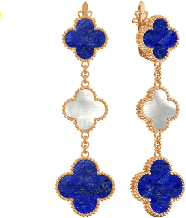 Серьги из золота c лазуритом и перламутром