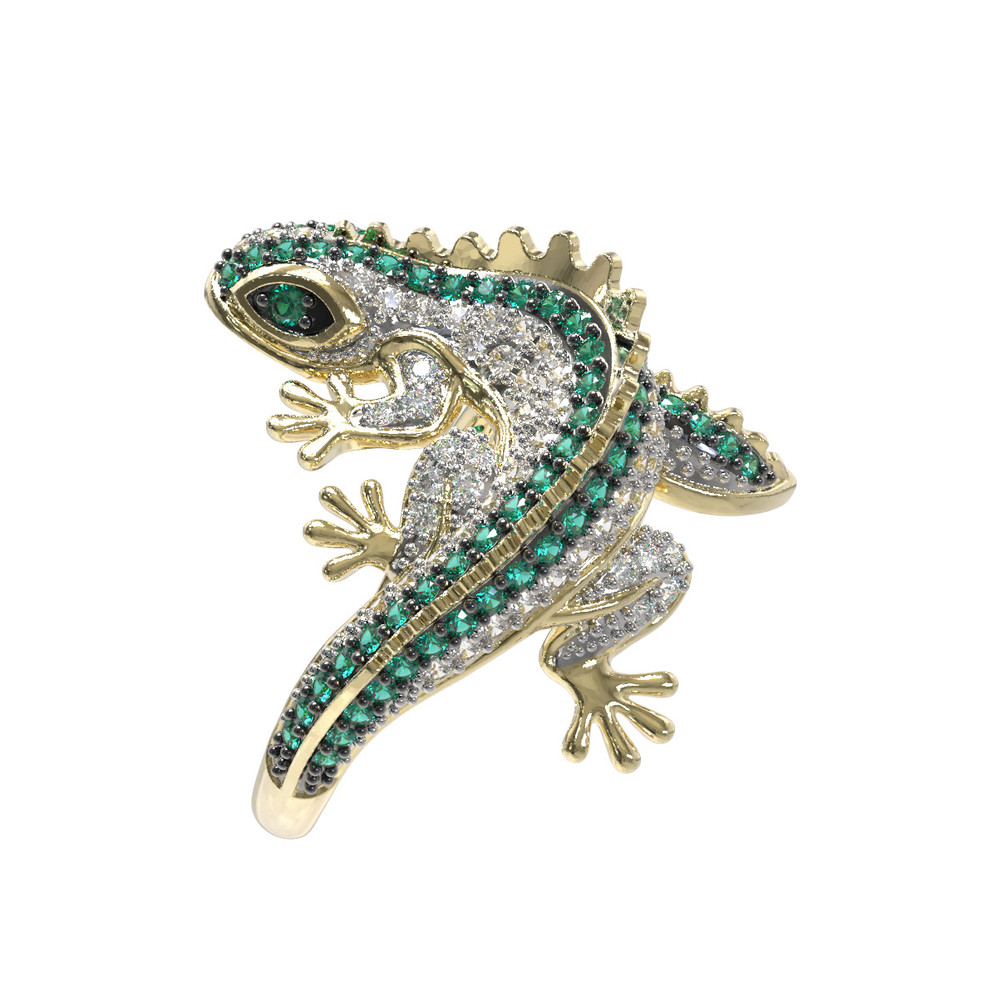 Кольцо из лимонного золота c фианитом