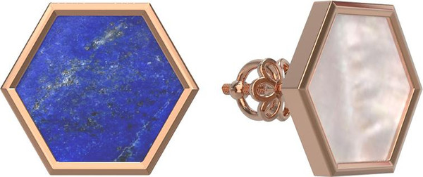 Серьги из золота c лазуритом и перламутром