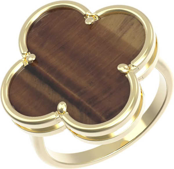 Кольцо из лимонного золота c тигровым глазом