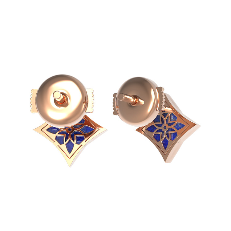 Серьги из золота c бриллиантами и лазуритом