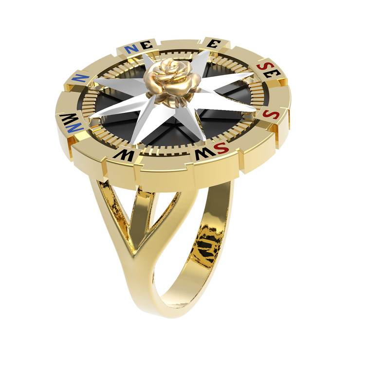 Кольцо из лимонного золота c эмалью и ониксом