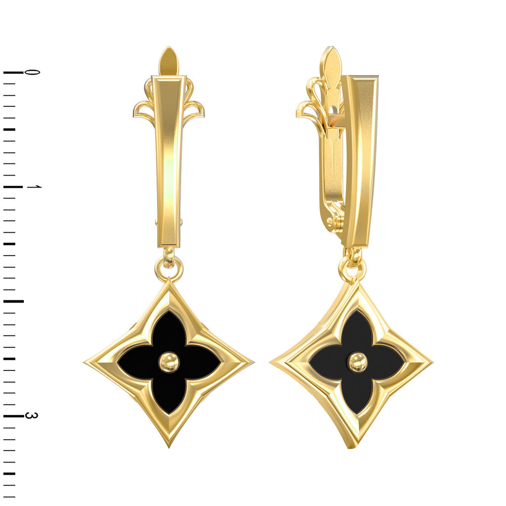 Серьги из лимонного золота c ониксом