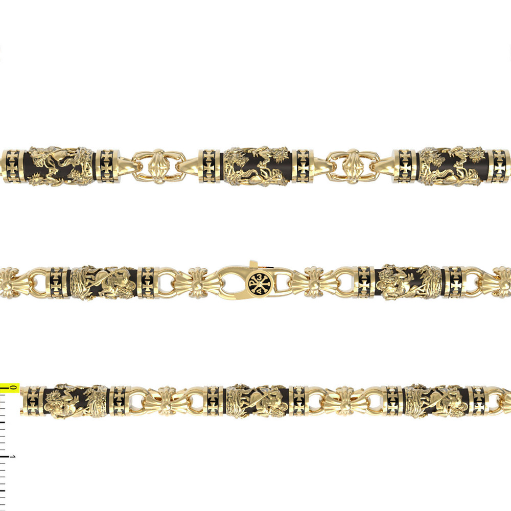 Цепь из лимонного золота c эбеновым деревом