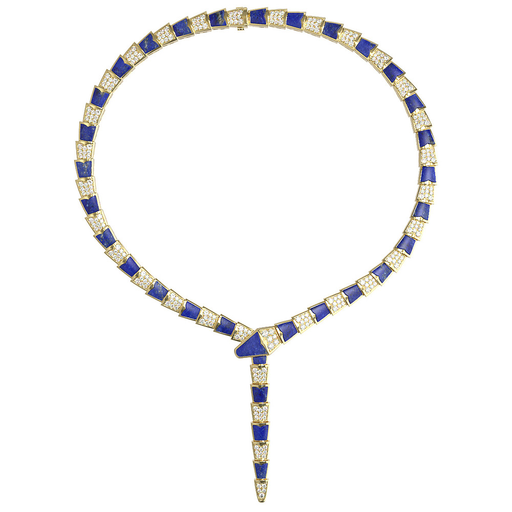 Колье из лимонного золота c бриллиантами и лазуритом