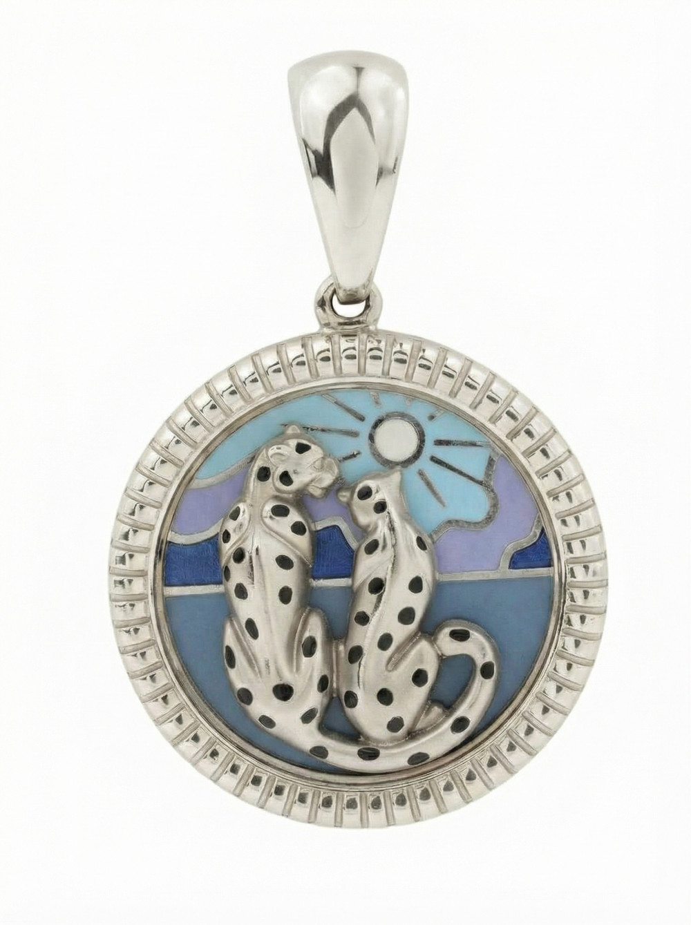 Подвеска из белого золота c эмаль