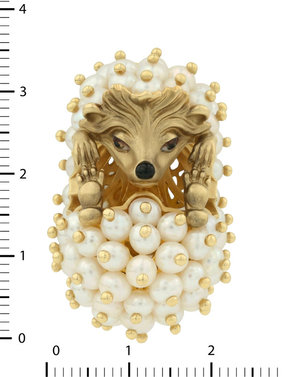 Подвеска из лимонного золота c эмаль и жемчугом