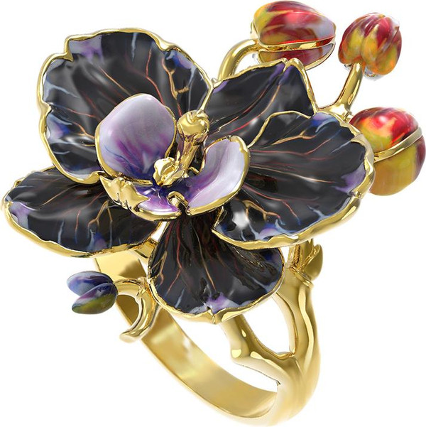 Кольцо из лимонного золота c эмаль