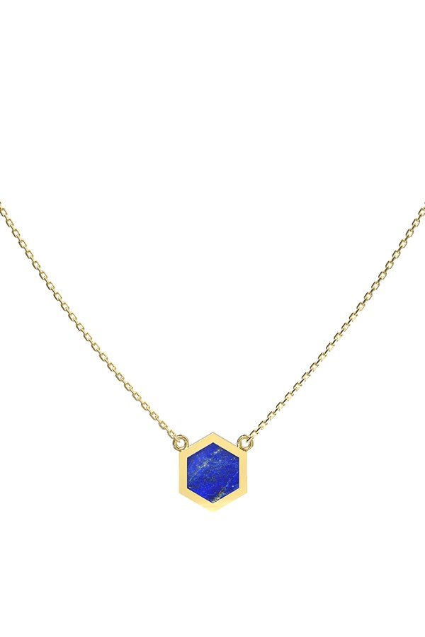 Колье из лимонного золота c лазуритом