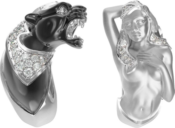 Серьги из белого золота c фианитом