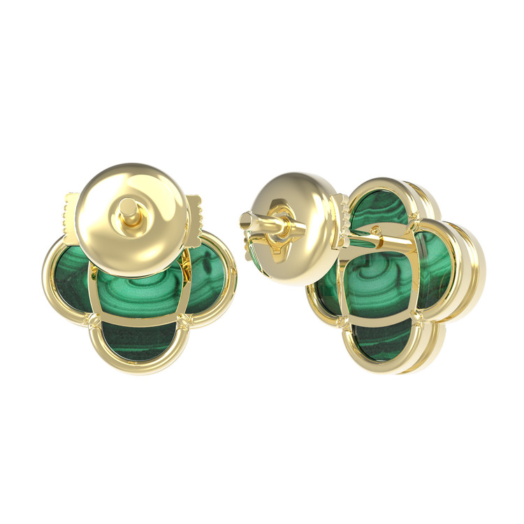 Серьги из лимонного золота c малахитом