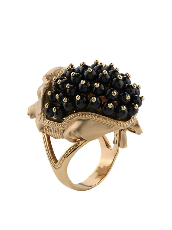 Кольцо из золота c эмалью и ониксом