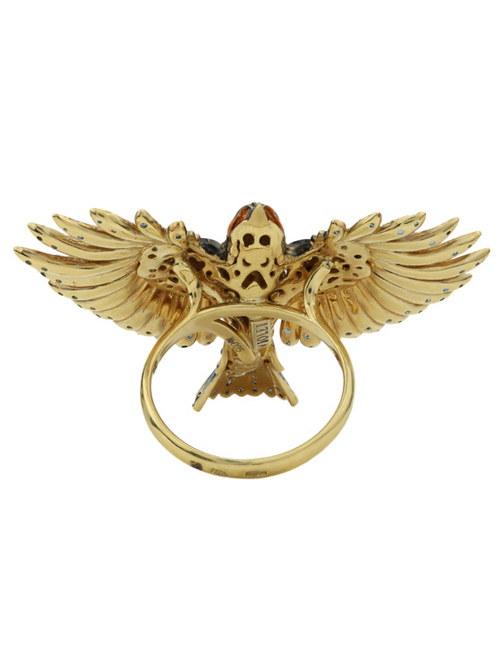 Кольцо из лимонного золота c эмалью и фианитом