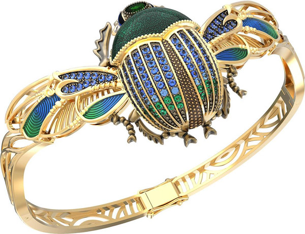 Браслет из лимонного золота c эмаль , фианитом, турмалином и эмалью