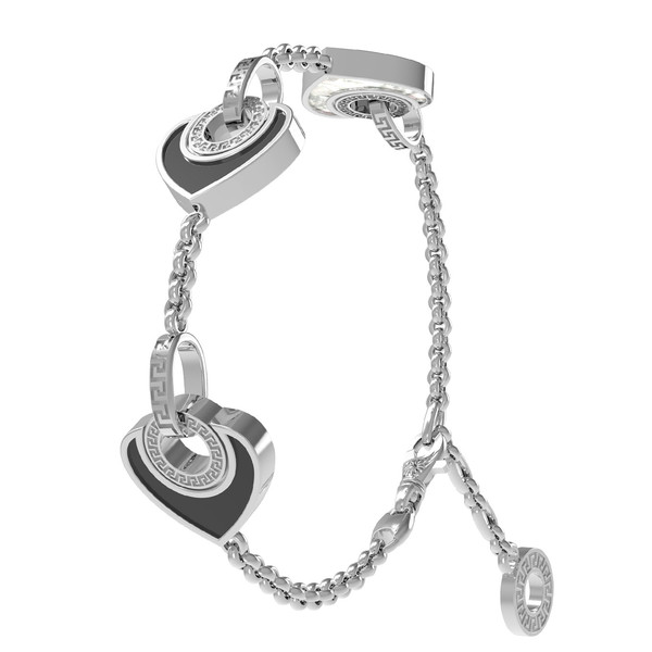 Браслет из белого золота c ониксом и перламутром