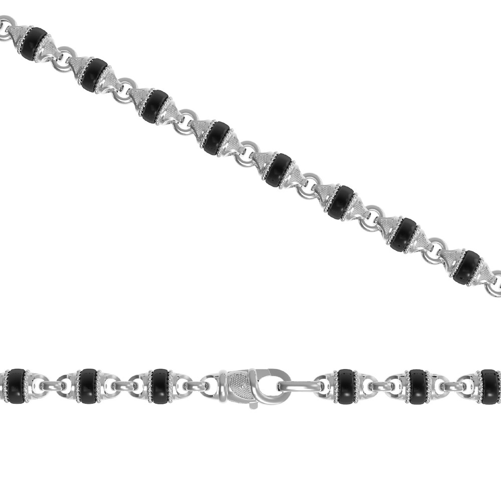 Цепь из белого золота c ониксом