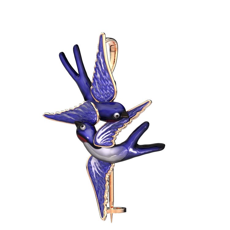 Брошь из золота c эмаль