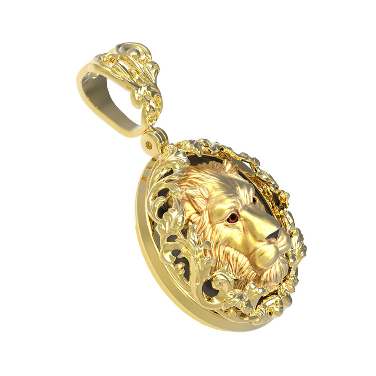 Подвеска из лимонного золота c эмалью и ониксом