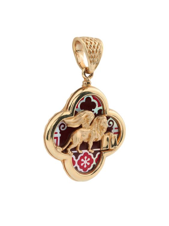 Подвеска из золота c эмалью и перламутром