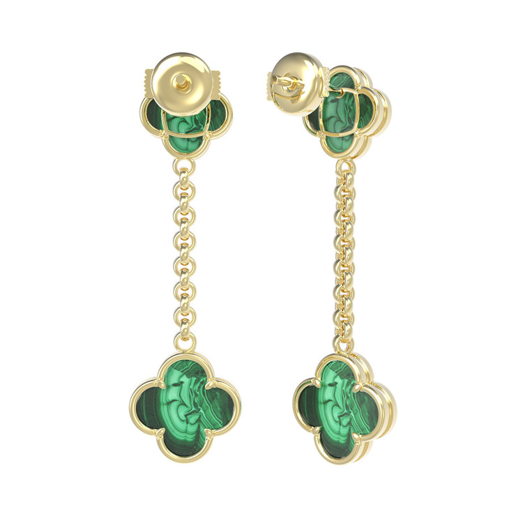Серьги из лимонного золота c малахитом