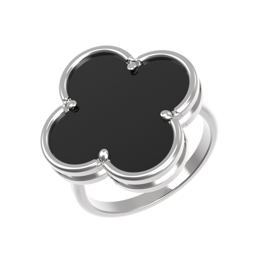 Кольцо из белого золота c ониксом