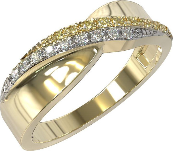 Кольцо из лимонного золота c бриллиантами