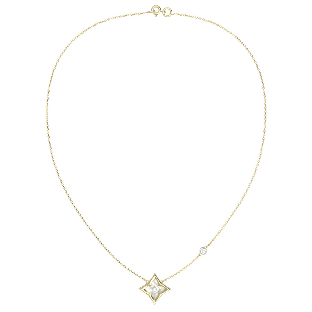 Колье из лимонного золота c бриллиантами и перламутром