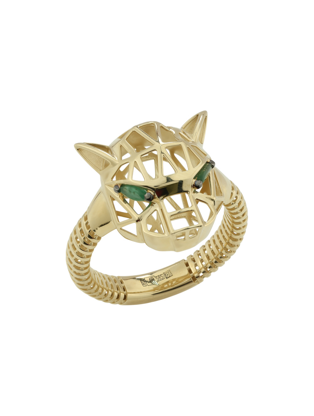 Кольцо из лимонного золота c изумрудом