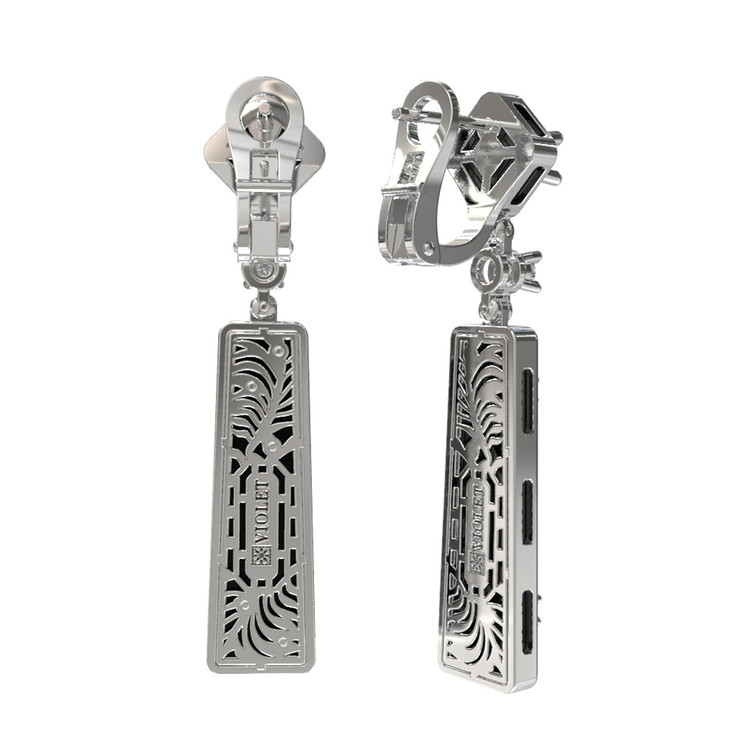 Серьги из белого золота c бриллиантами и ониксом