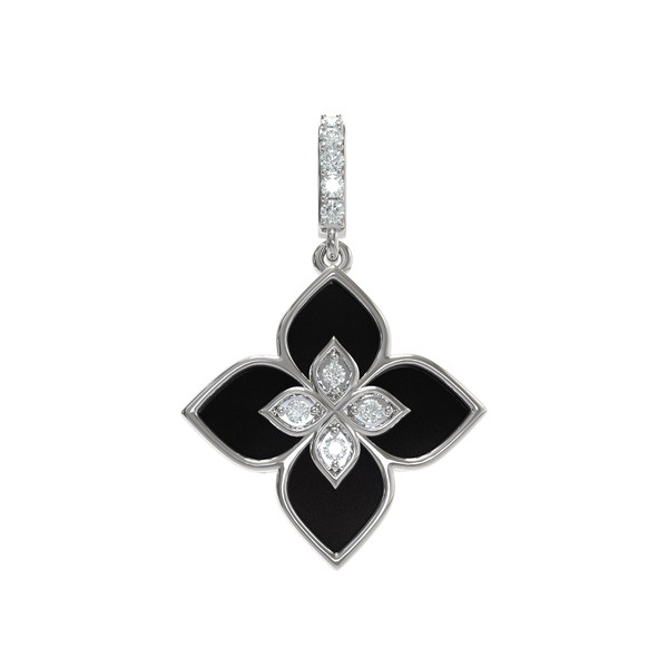Подвеска из белого золота c бриллиантами и ониксом