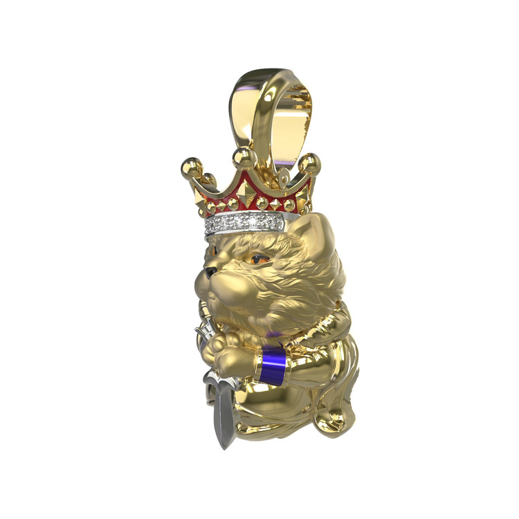 Подвеска из лимонного золота c эмалью, бриллиантами и рубином