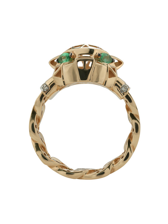 Кольцо из золота c бриллиантами и изумрудом