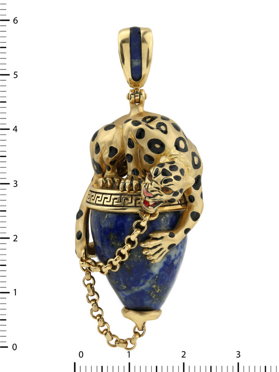 Подвеска из лимонного золота c эмаль и лазуритом