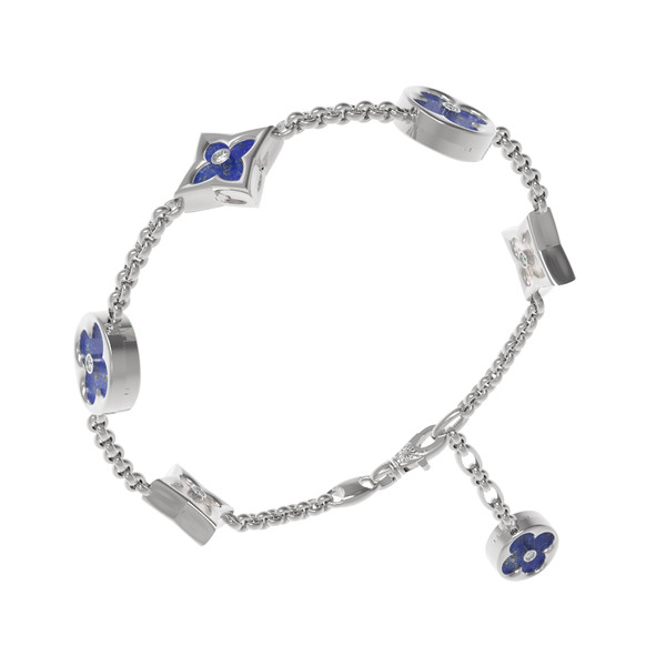 Браслет из белого золота c бриллиантами, лазуритом и перламутром