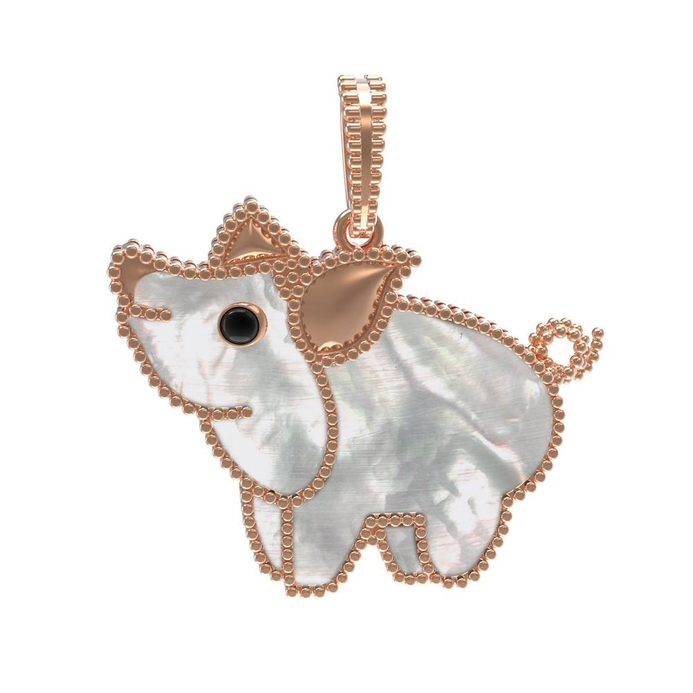 Подвеска из золота c эмалью и перламутром