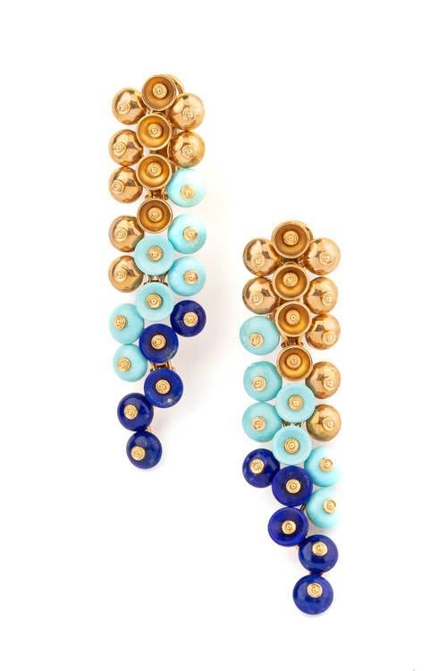 Серьги из золота c бирюзой и лазуритом