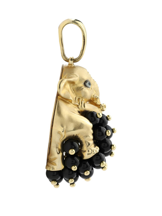 Подвеска из лимонного золота c эмаль и ониксом