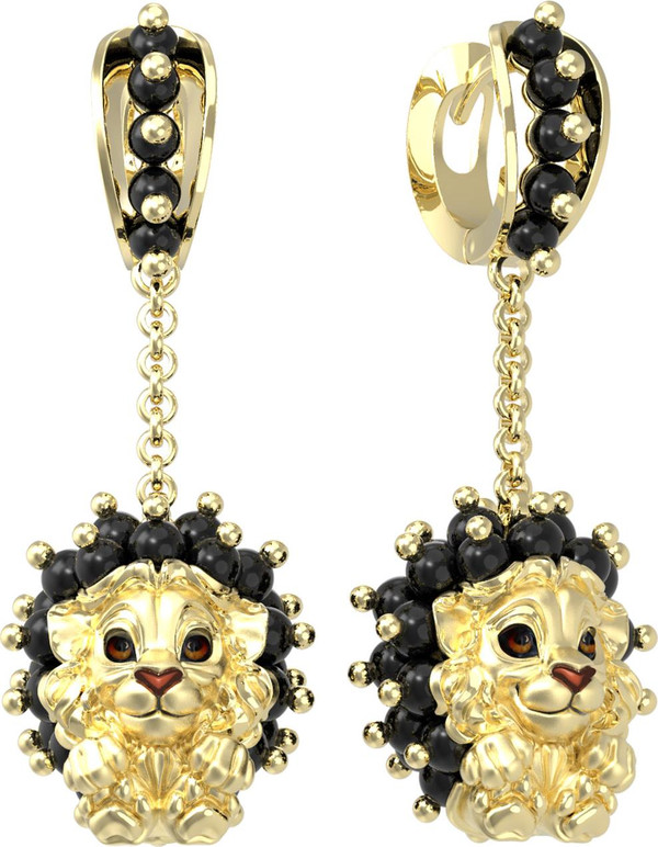 Серьги из лимонного золота c эмаль и ониксом