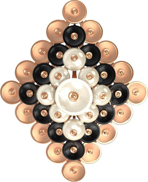 Подвеска из золота c ониксом и перламутром