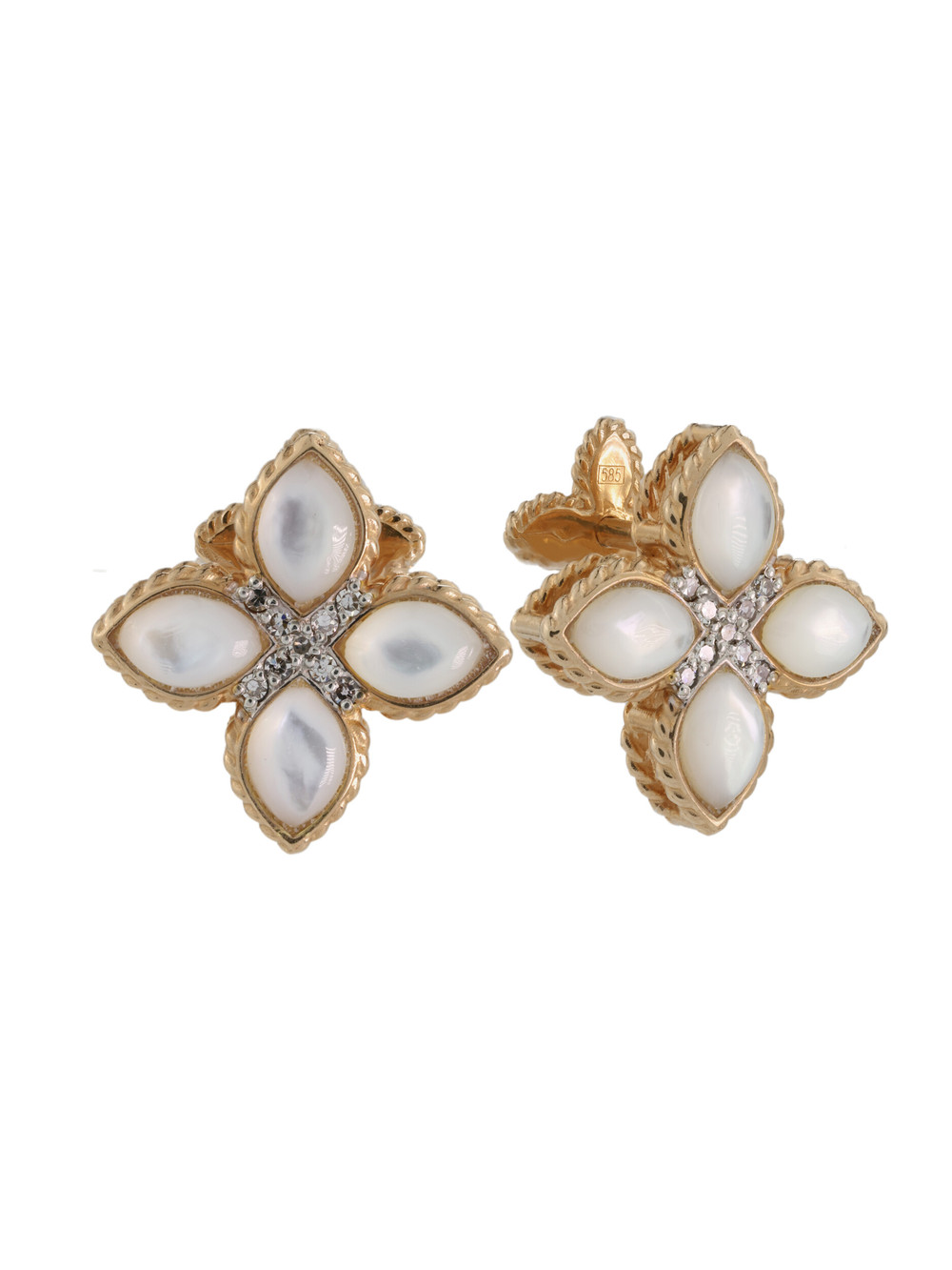 Серьги из золота c бриллиантами и перламутром